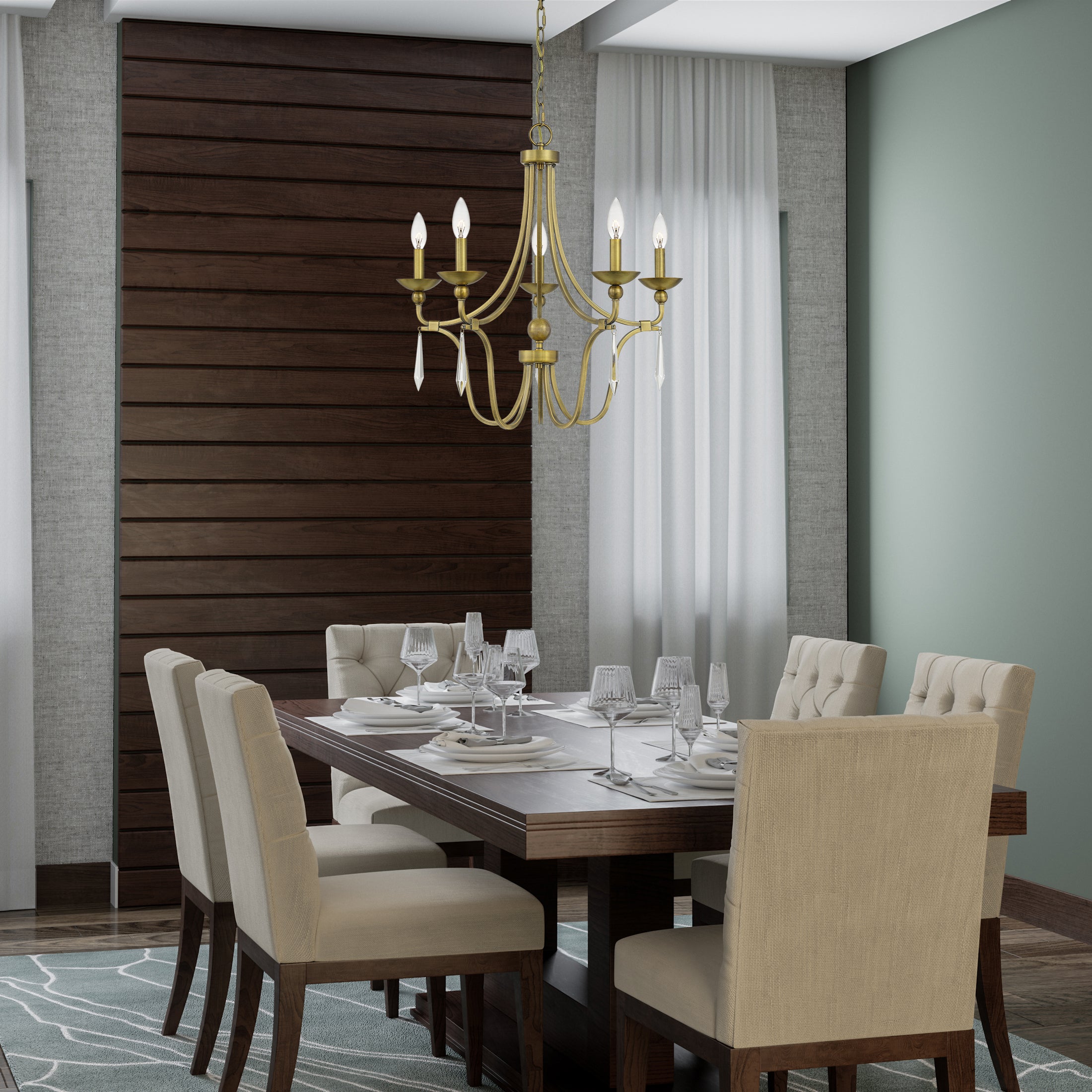 Quoizel Joules Chandelier lustr mosazný křišťál