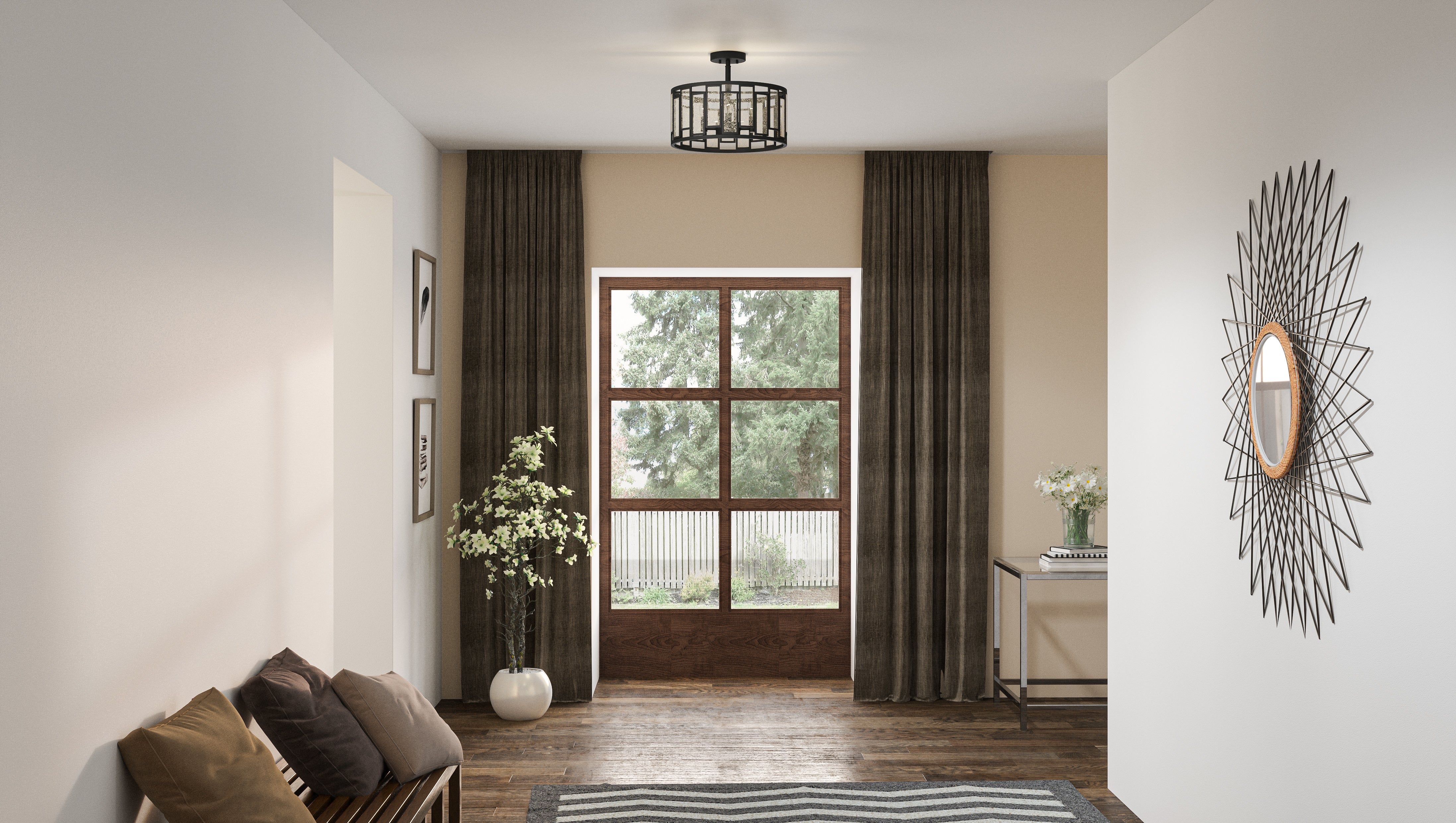 Quoizel Bankston Semi-Flush stropní svítidlo matná černá