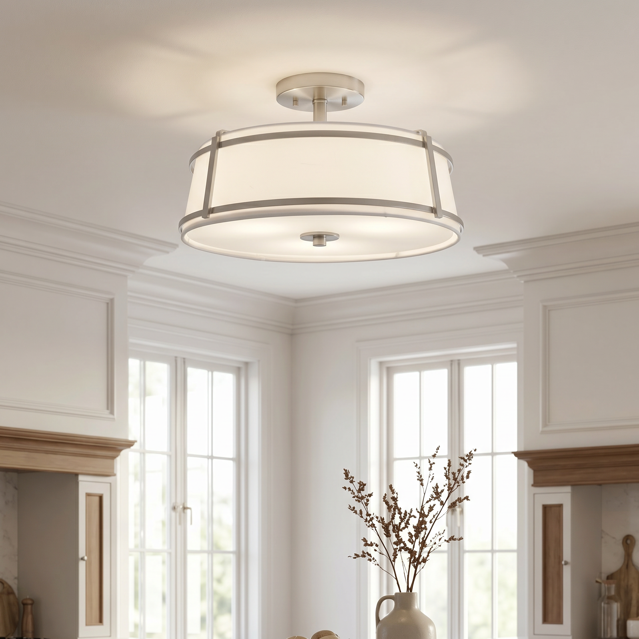 Quoizel Sloane stropní svítídlo Brushed Nickel látka