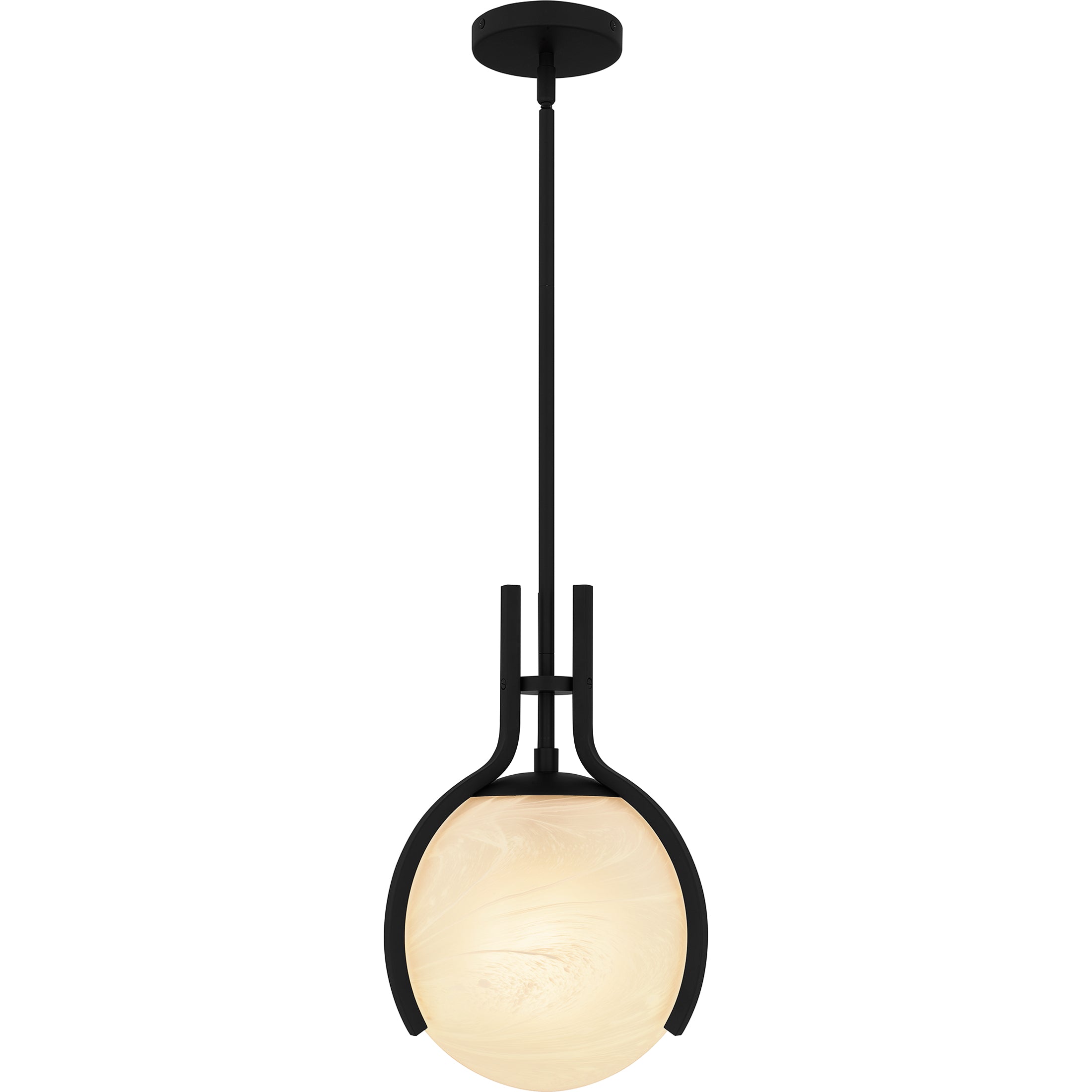Quoizel Orbit závěsné svítidlo Matte Black alabastr