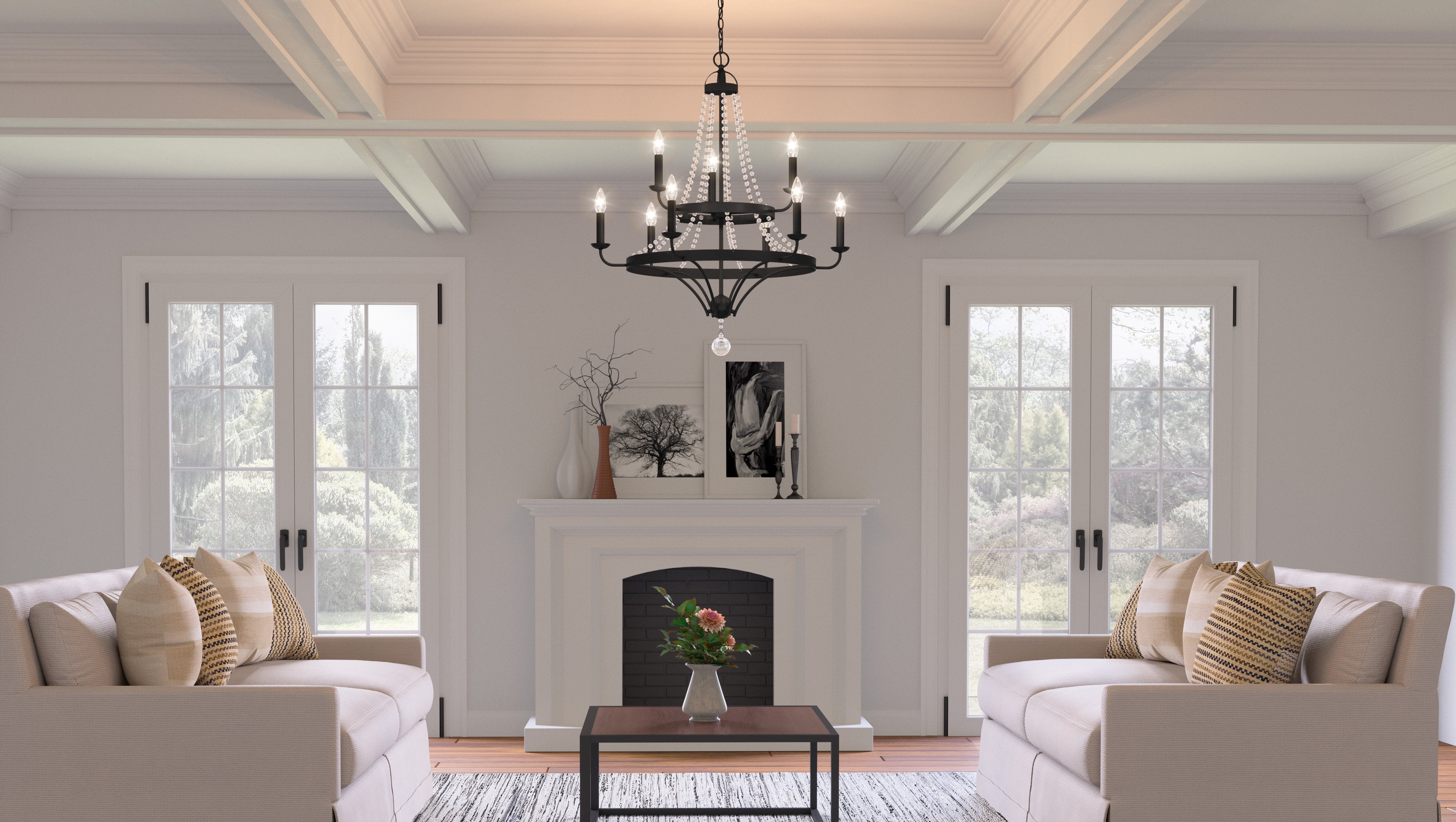 Quoizel Adelaide lustr Matte Black 9 světel