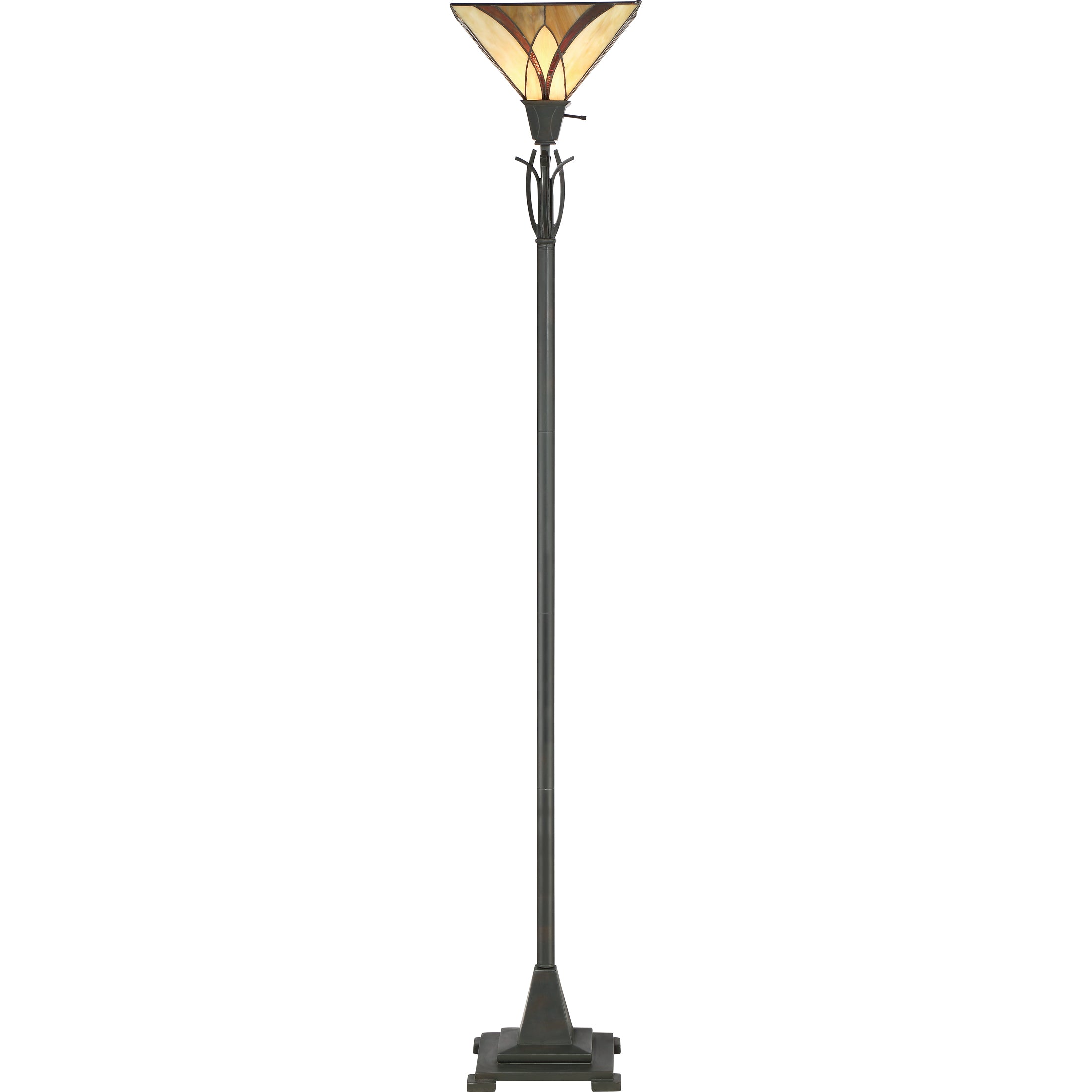 Quoizel Asheville stojací lampa vitráž bronz