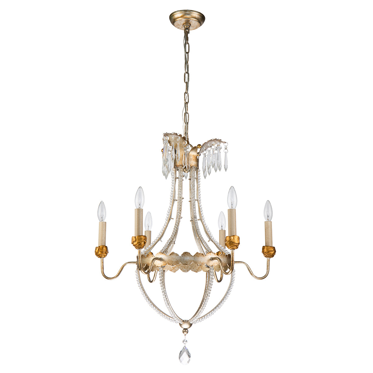 Gilded Nola Louis 6 lustr distressed gold silver
