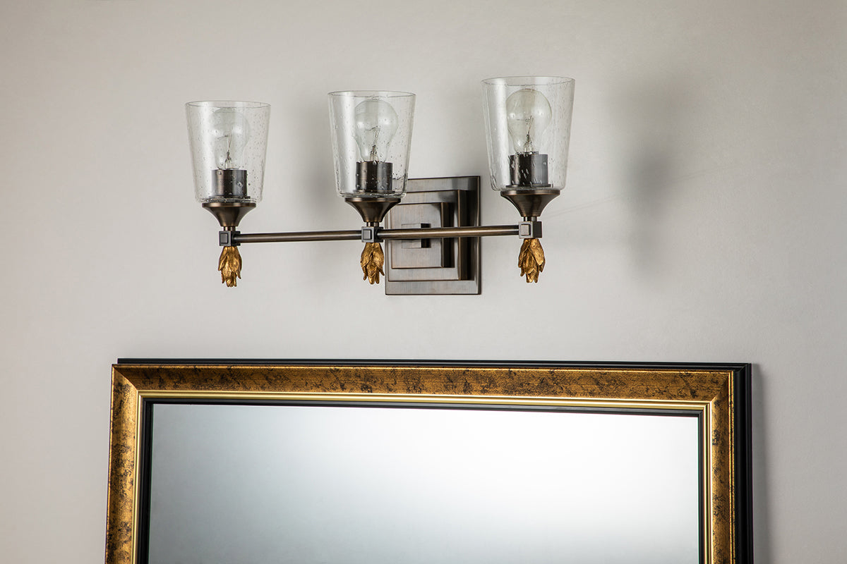 Gilded Nola Vetiver 3 Light koupelnové svítidlo čiré