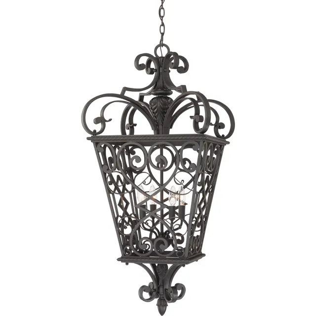 Quoizel Fort Quinn Pendant svítidlo 48 cm černá ocel