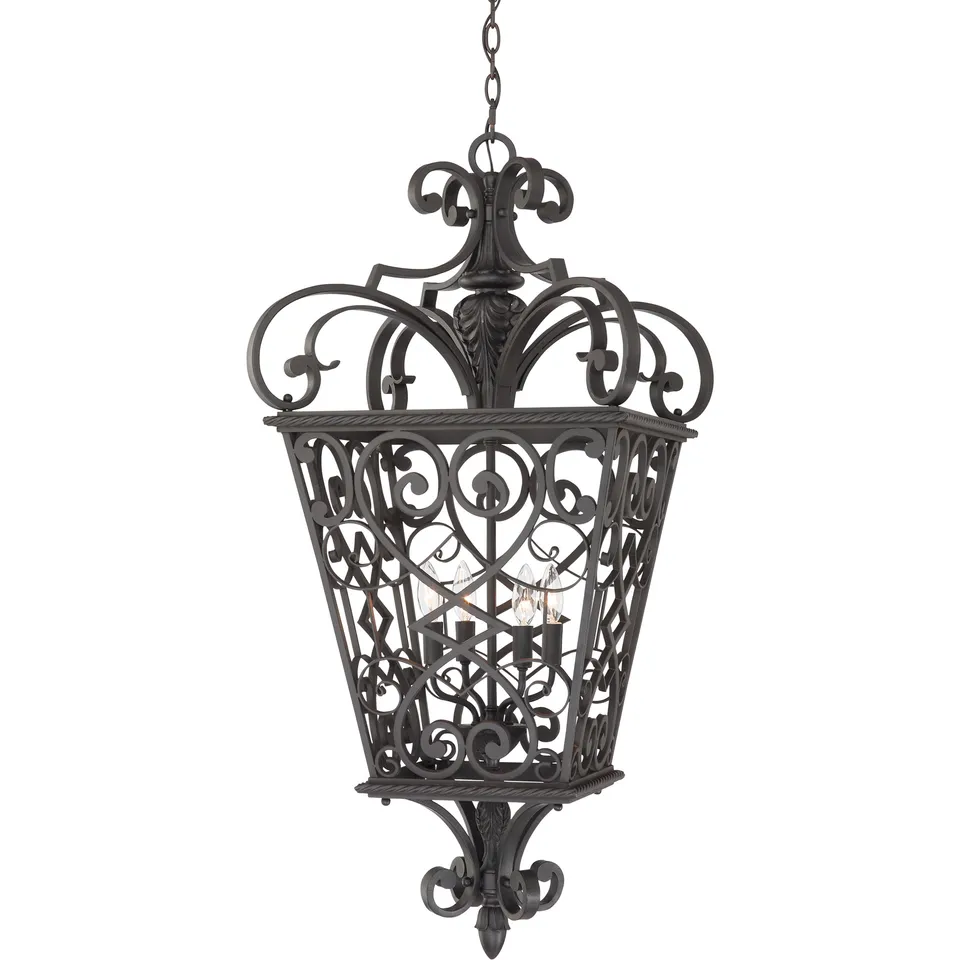 Quoizel Fort Quinn Pendant svítidlo 48 cm černá ocel