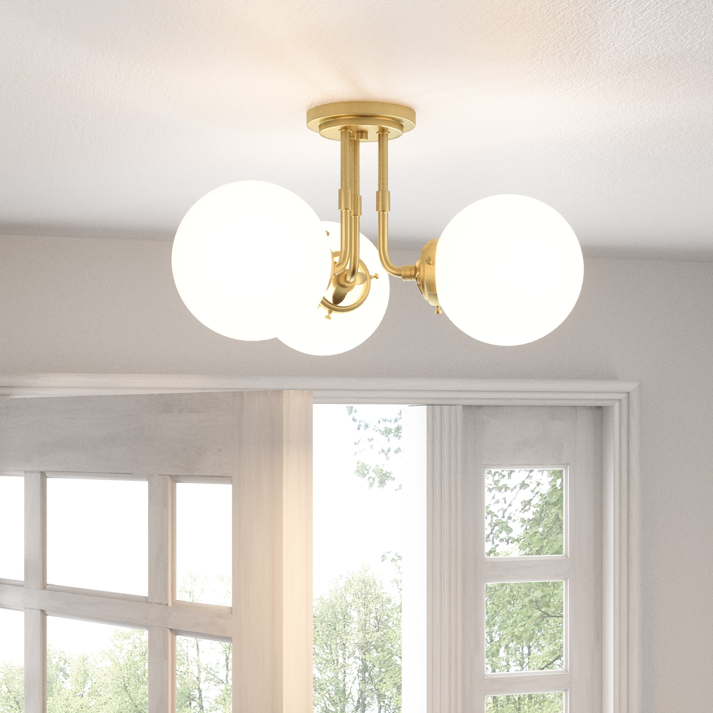 Quoizel Landry Semi-Flush stropní svítidlo mosazné