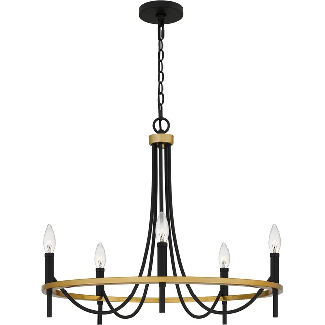 Quoizel Legare Chandelier lustr matte black zlaté detaily