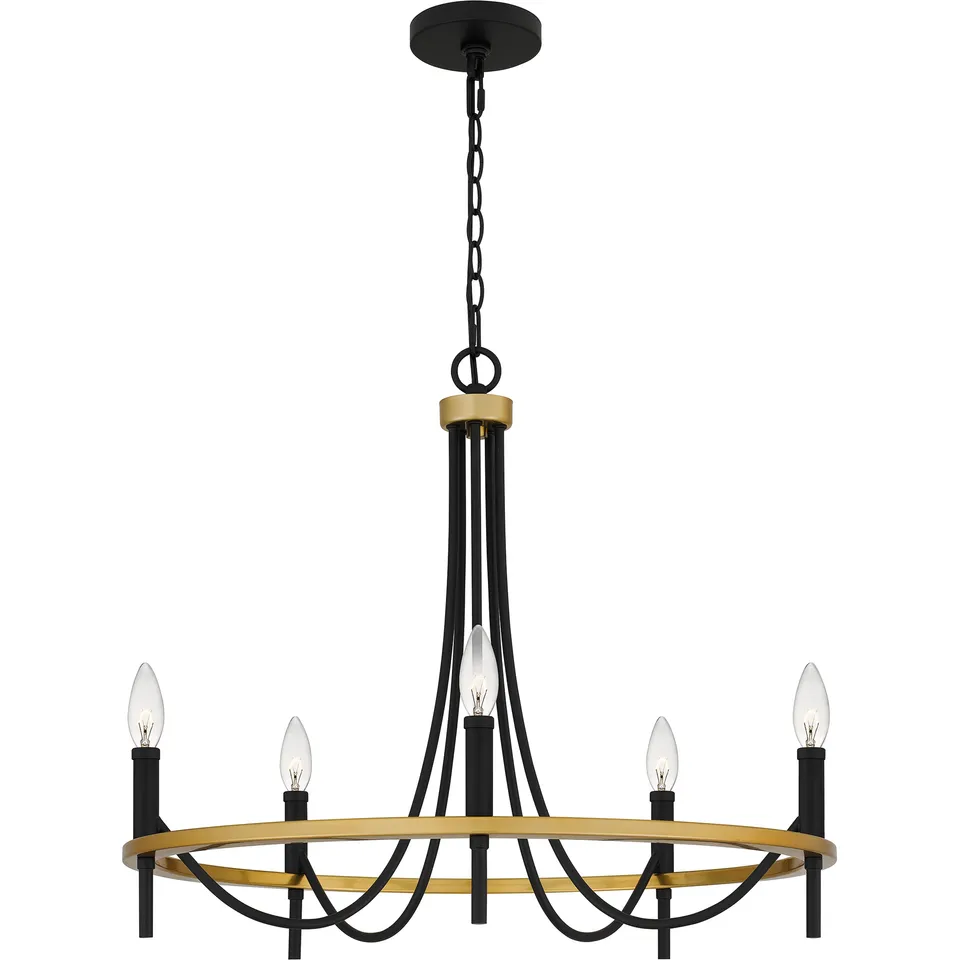 Quoizel Legare Chandelier lustr matte black zlaté detaily