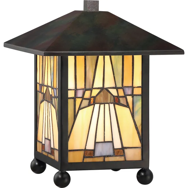Quoizel Inglenook stolní lampa Valiant Bronze vitráž