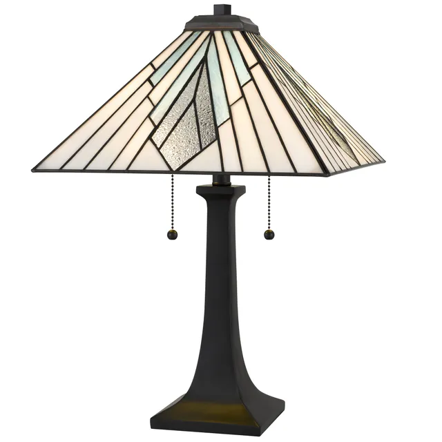 Quoizel Duvane stolní lampa matná černá vitráž
