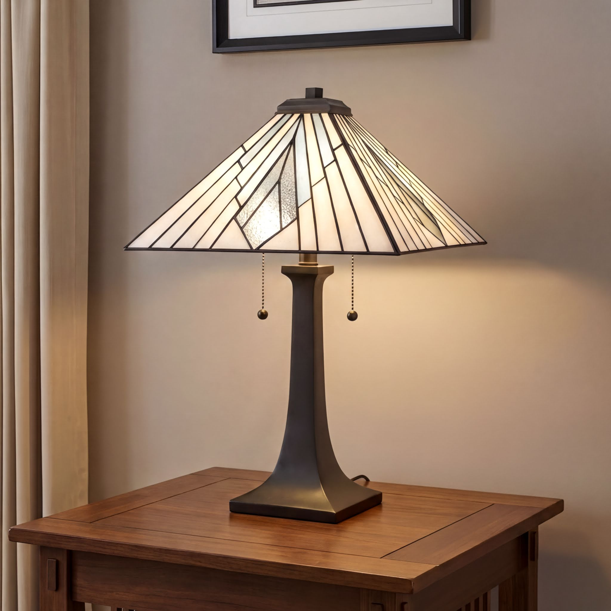 Quoizel Duvane stolní lampa matná černá vitráž