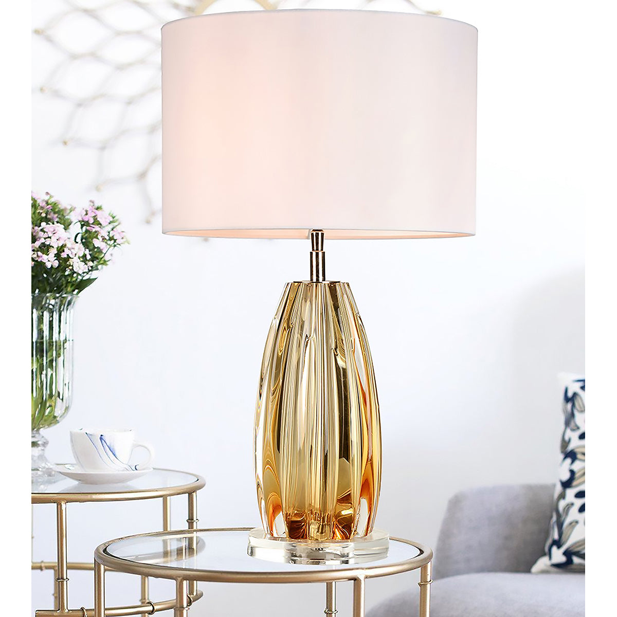 Gilded Nola Cognac stolní lampa křišťálová