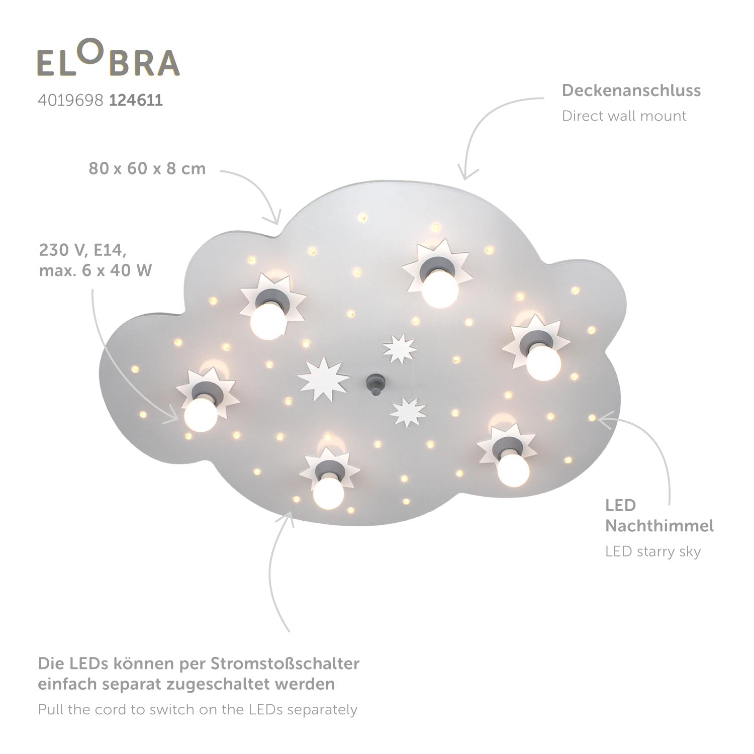 Elobra Sternenwolke L stropní svítidlo hvězdné