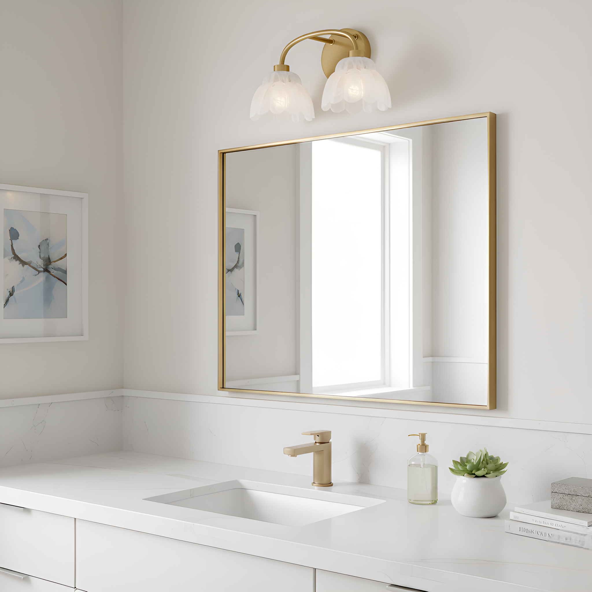 Quoizel Whitecap Bath koupelnové svítidlo 3 světla broušené zlato