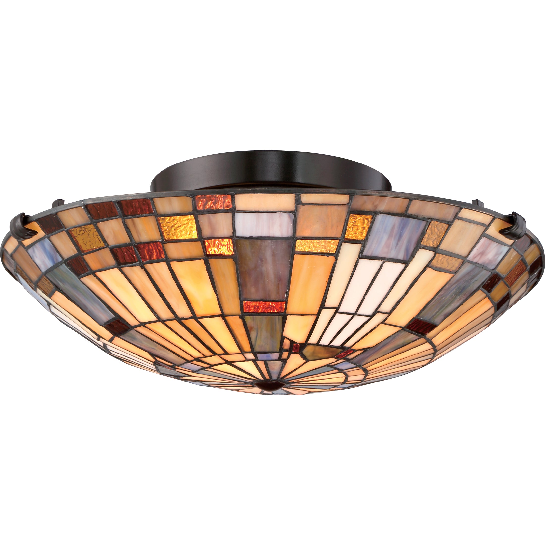 Quoizel Inglenook Flush Mount stropní svítidlo bronz 42 cm vitráž