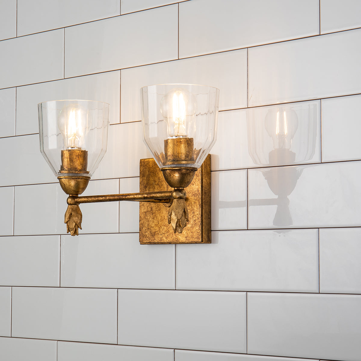 Gilded Nola Felice 2 Light nástěnné svítidlo čiré sklo