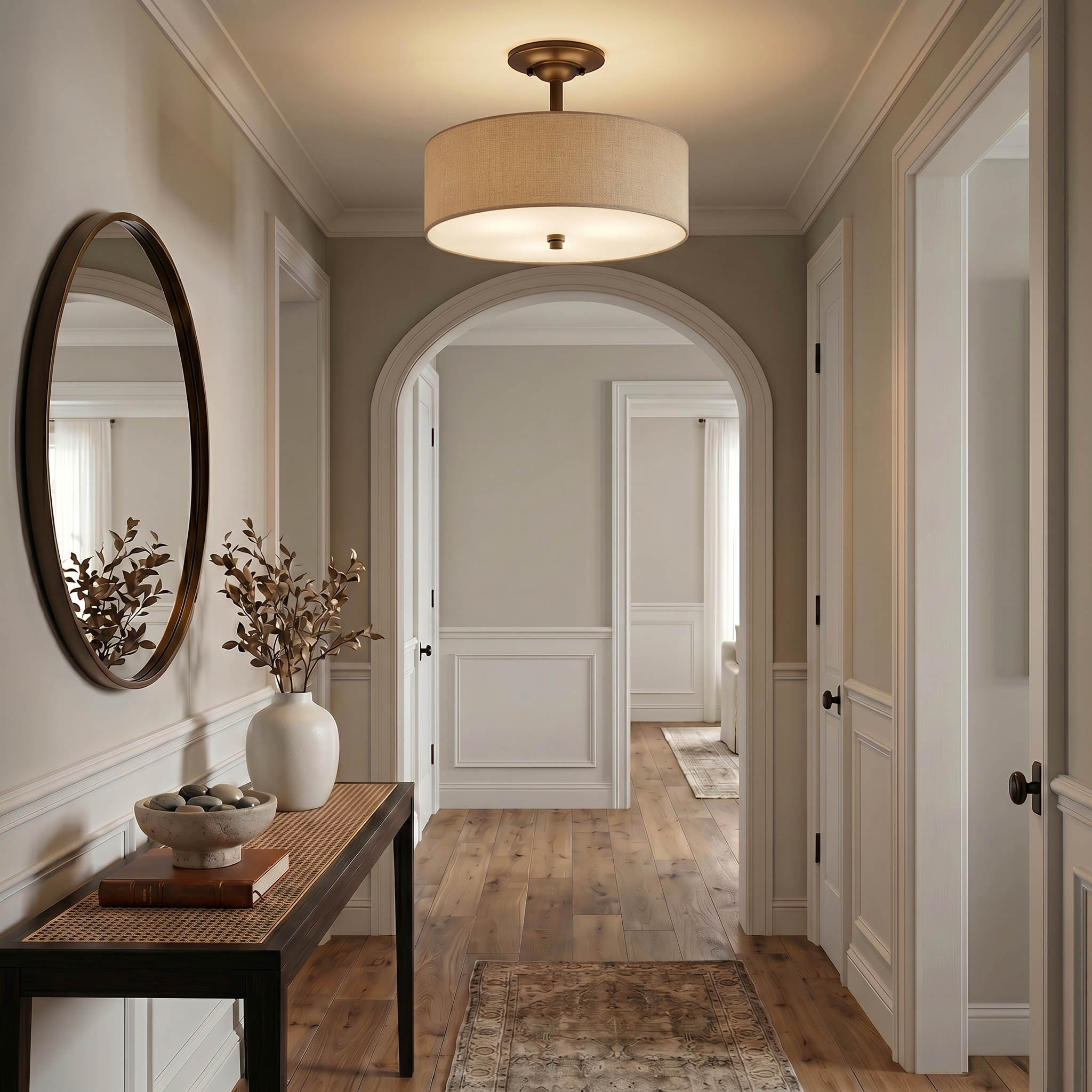 Quoizel Cloverdale Semi-Flush stropní svítídlo cocoa látkové