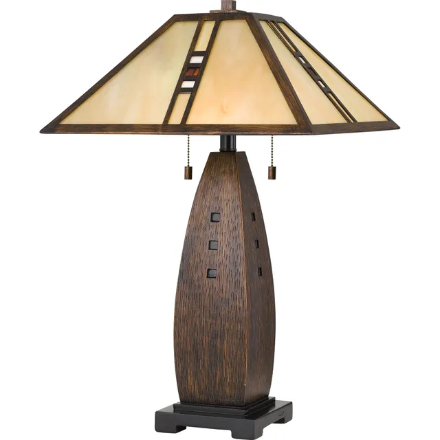 Quoizel Fulton stolní lampa vitrážová mission sienna