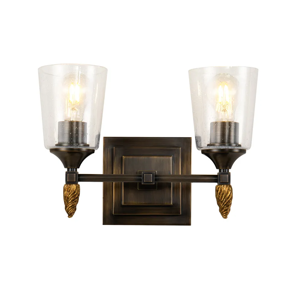 Gilded Nola Vetiver 2 Light koupelnové svítidlo čiré