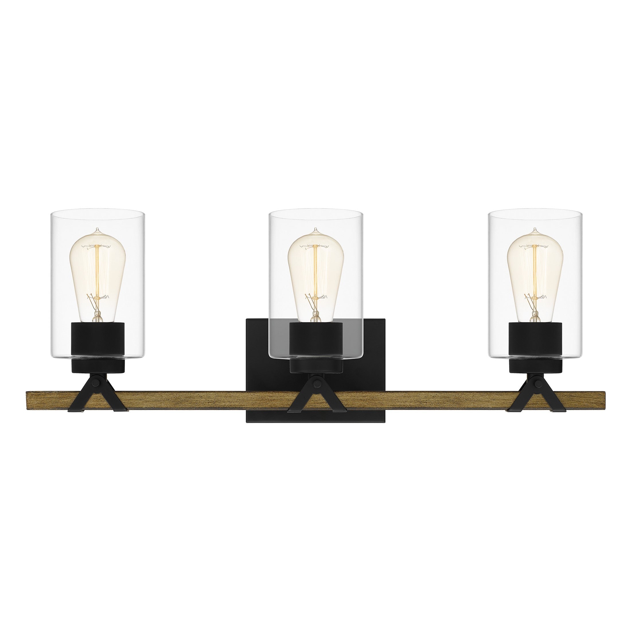 Quoizel Devon Court koupelnové svítidlo Matte Black dřevo