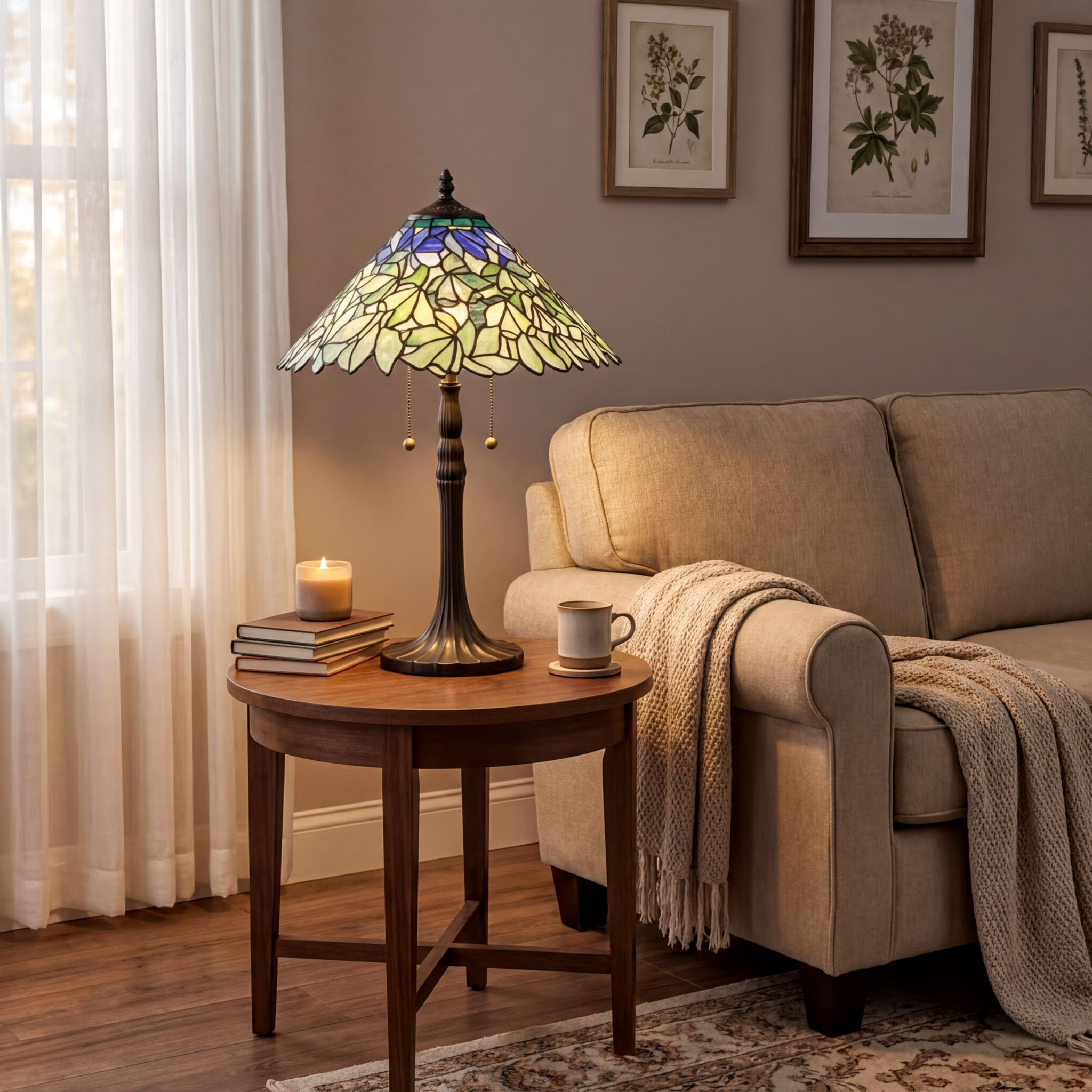 Quoizel Seasons stolní lampa bronz vitráž