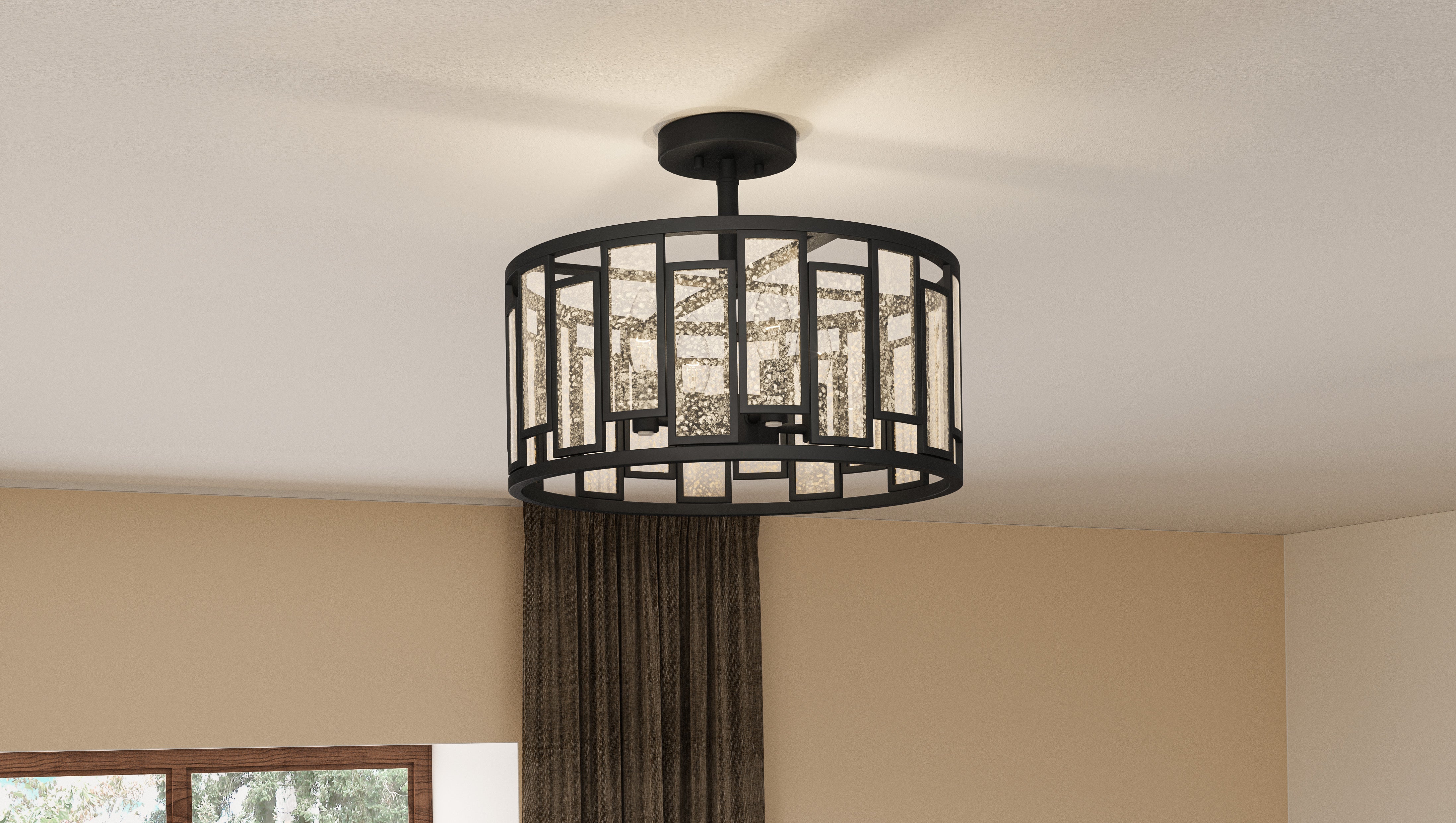 Quoizel Bankston Semi-Flush stropní svítidlo matná černá