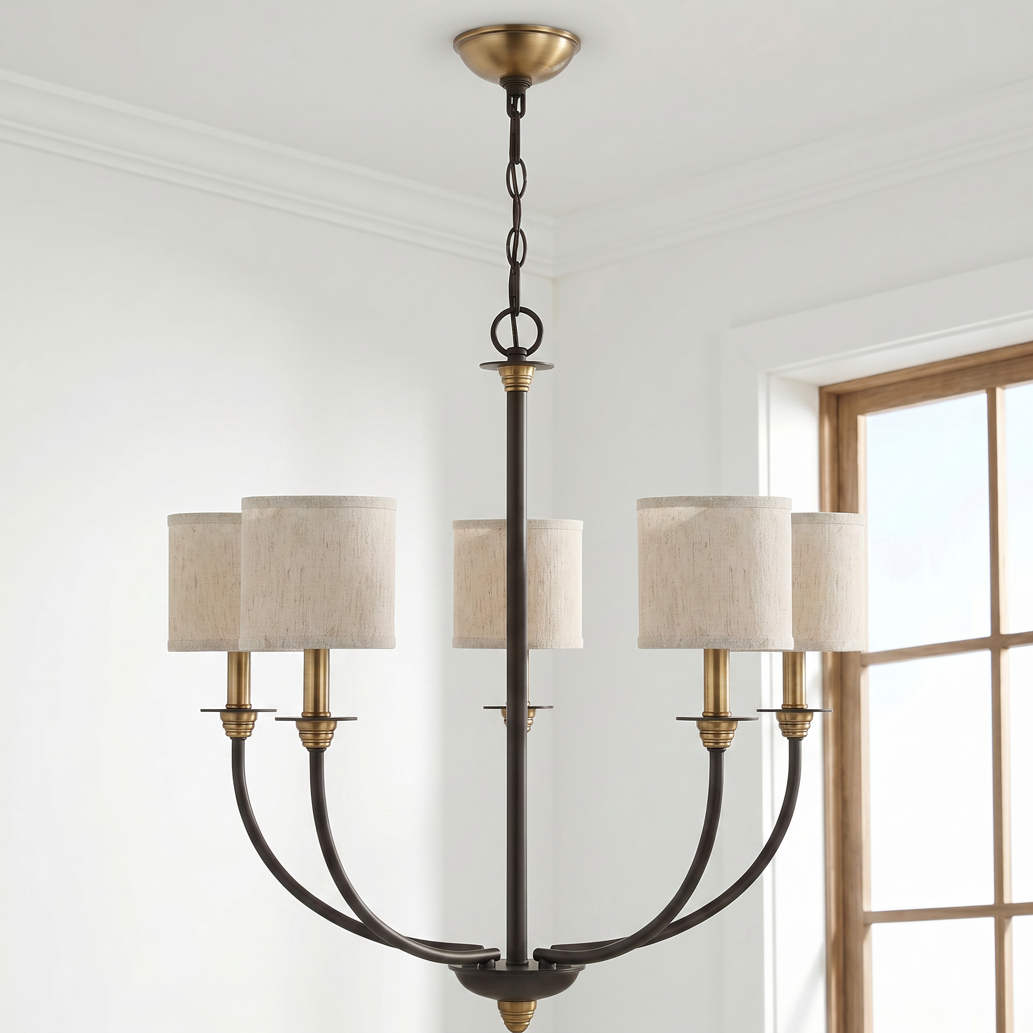 Quoizel Audley Chandelier lustr 5-Light Old Bronze textil