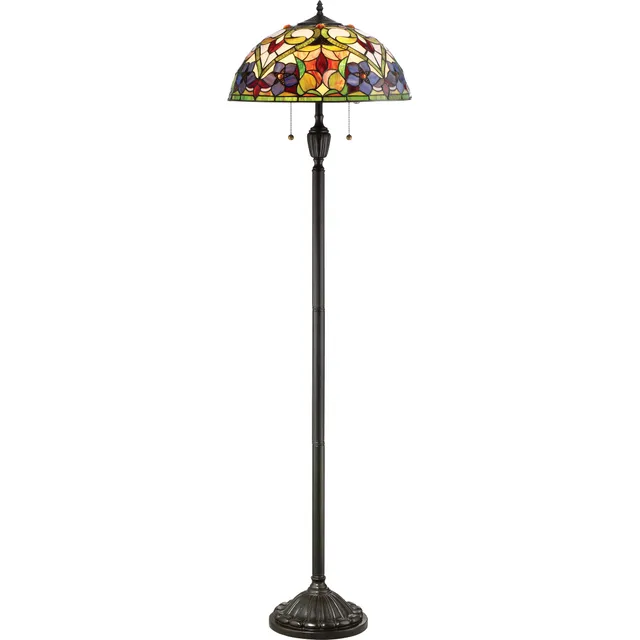 Quoizel Violets stojací lampa vintage bronze květinová