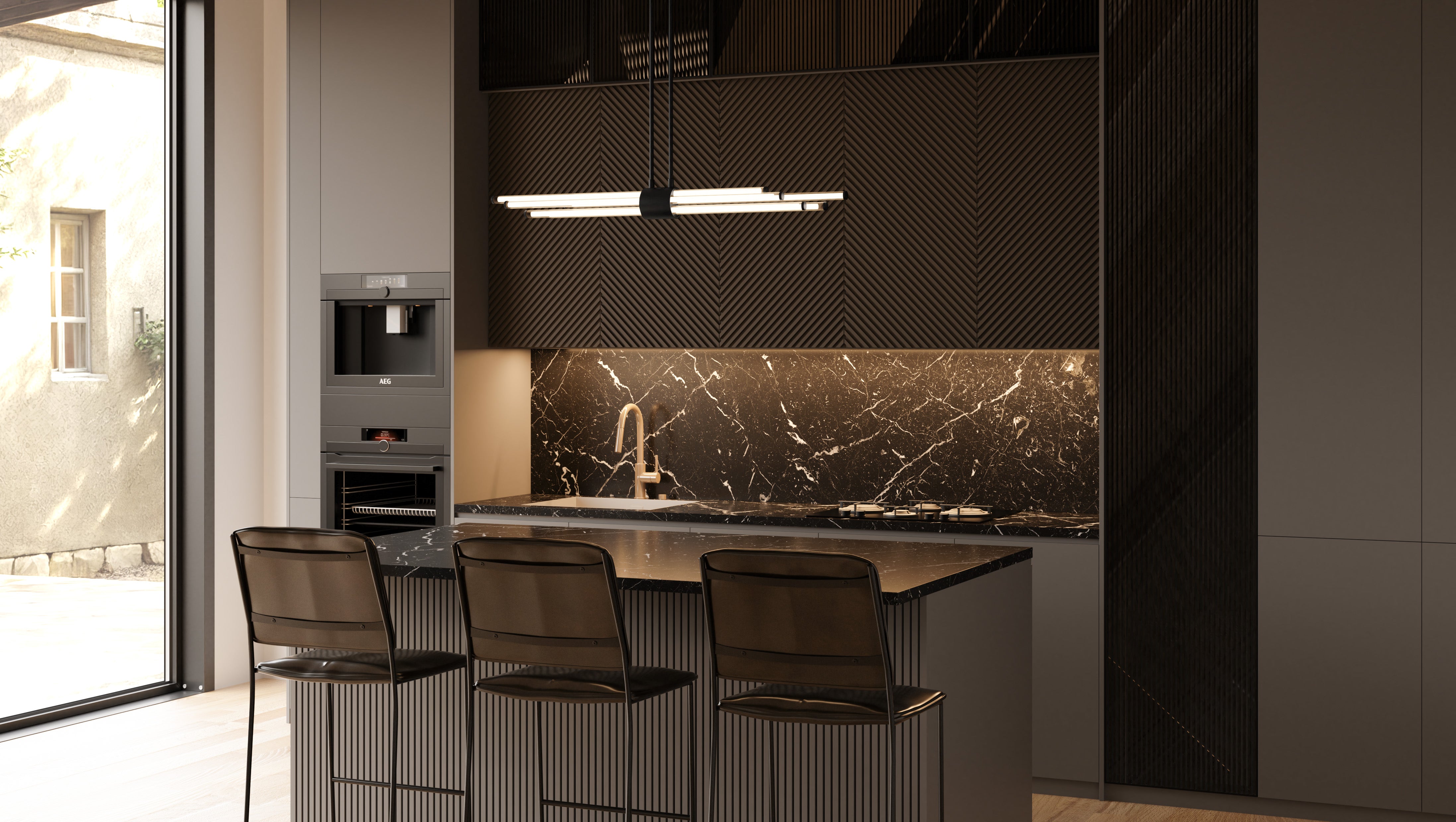 Quoizel Talbott ostrovní svítidlo Matte Black LED