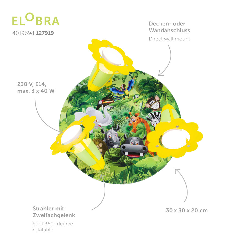Elobra Rondell Wildnis spot stropní svítidlo 3x E14