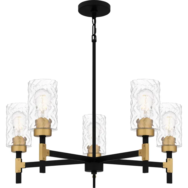 Quoizel Carly Chandelier černý lustr se sklem