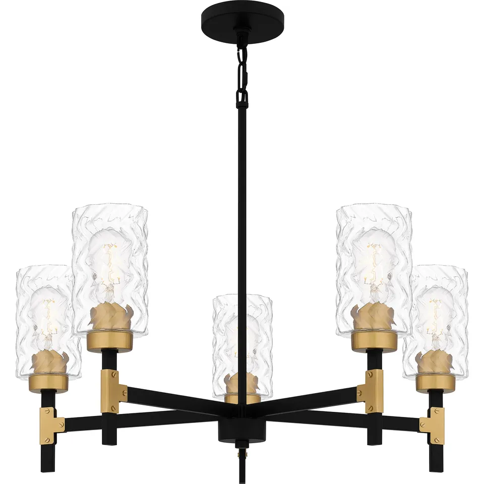 Quoizel Carly Chandelier černý lustr se sklem