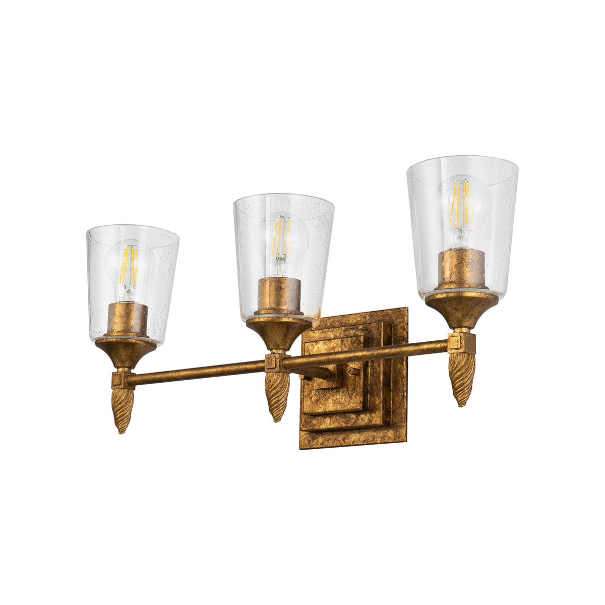 Gilded Nola Vetiver 3 Light koupelnové svítídlo zlatá se sklem