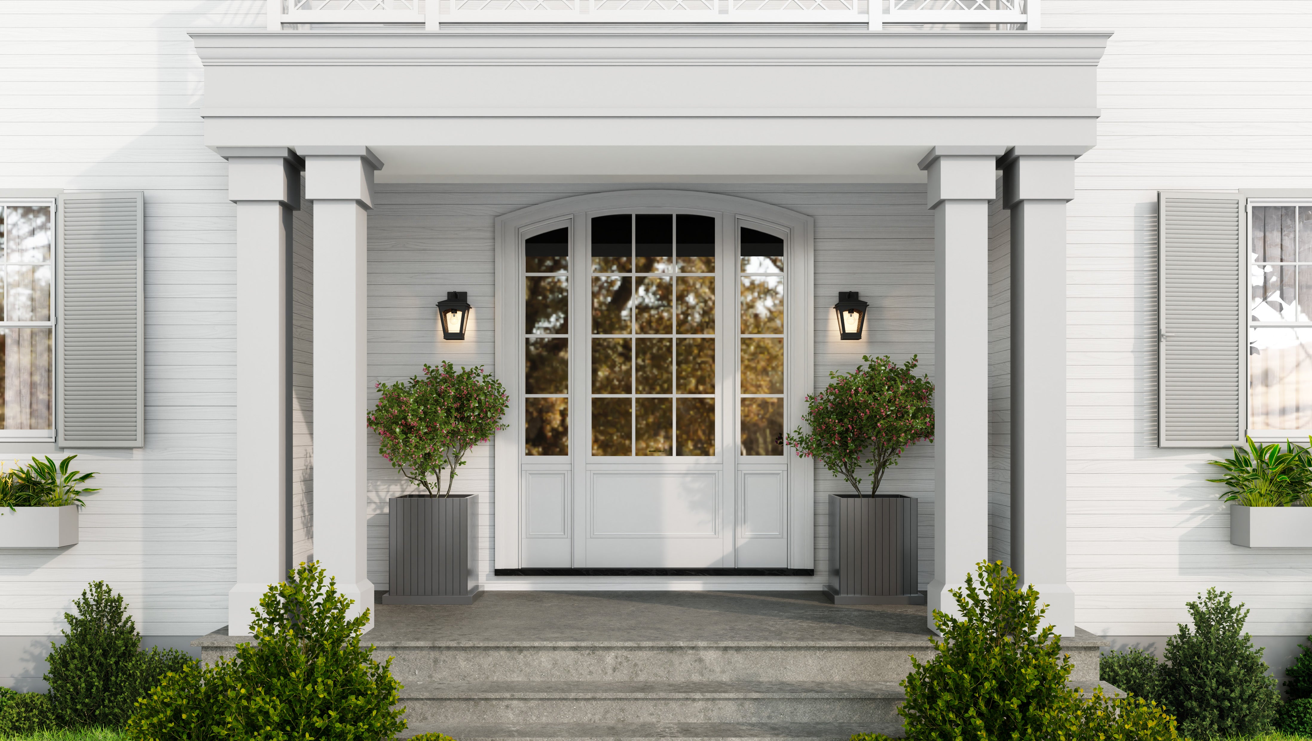 Quoizel Huck venkovní nástěnné svítídlo earth black se sklem