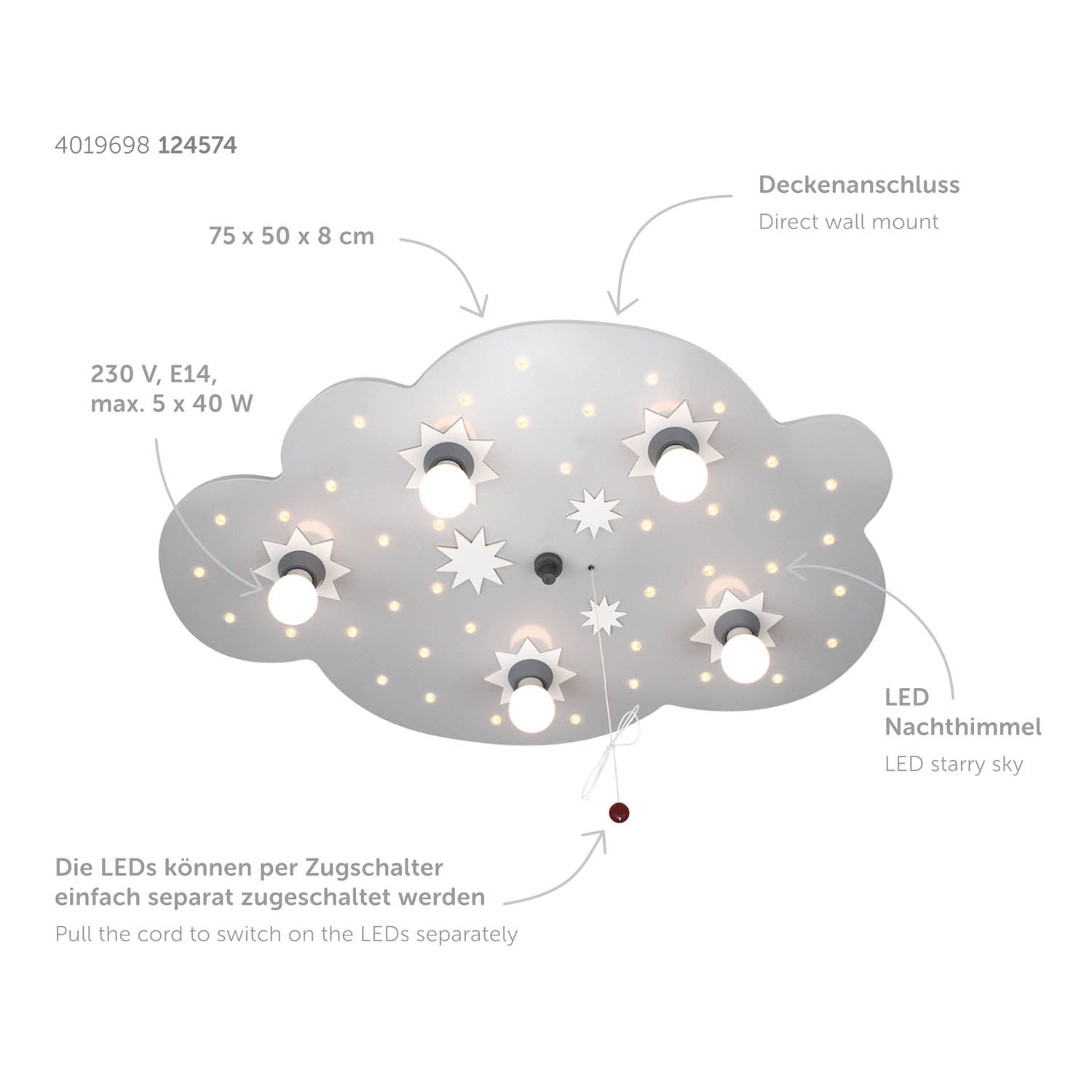 Elobra Sternenwolke M stropní svítidlo s nočním LED