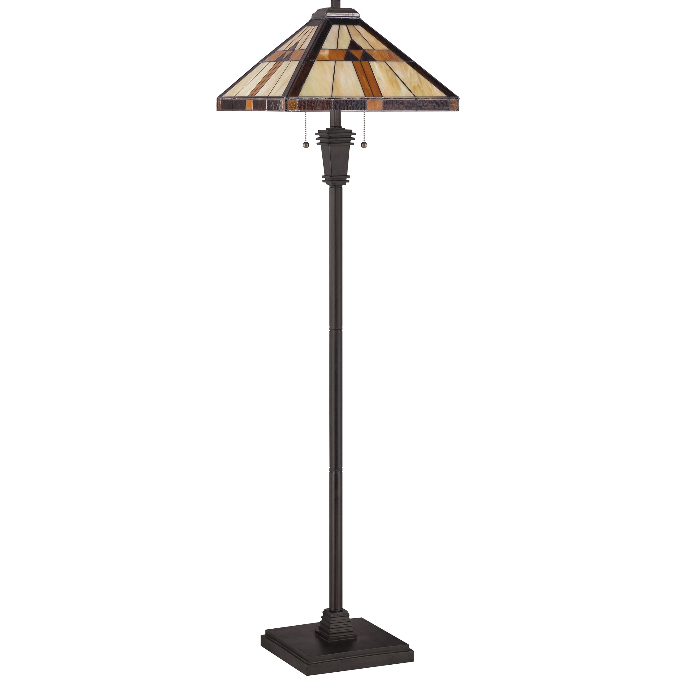 Quoizel Bryant stojací lampa vitráž bronz