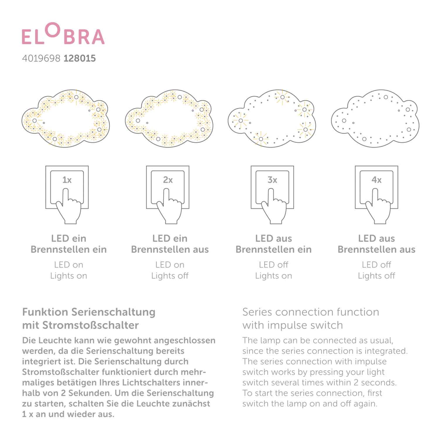 Elobra Wolke Blume-Phantasie stropnice růžová 5xE14