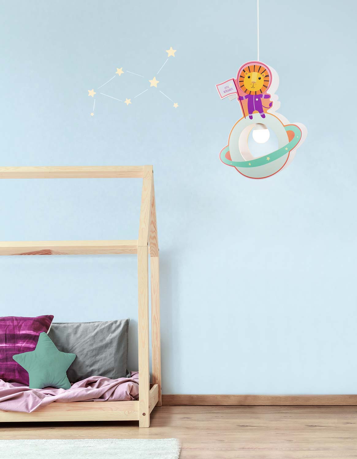 Elobra Little Astronauts Löwe závěsná lampa lev fialová