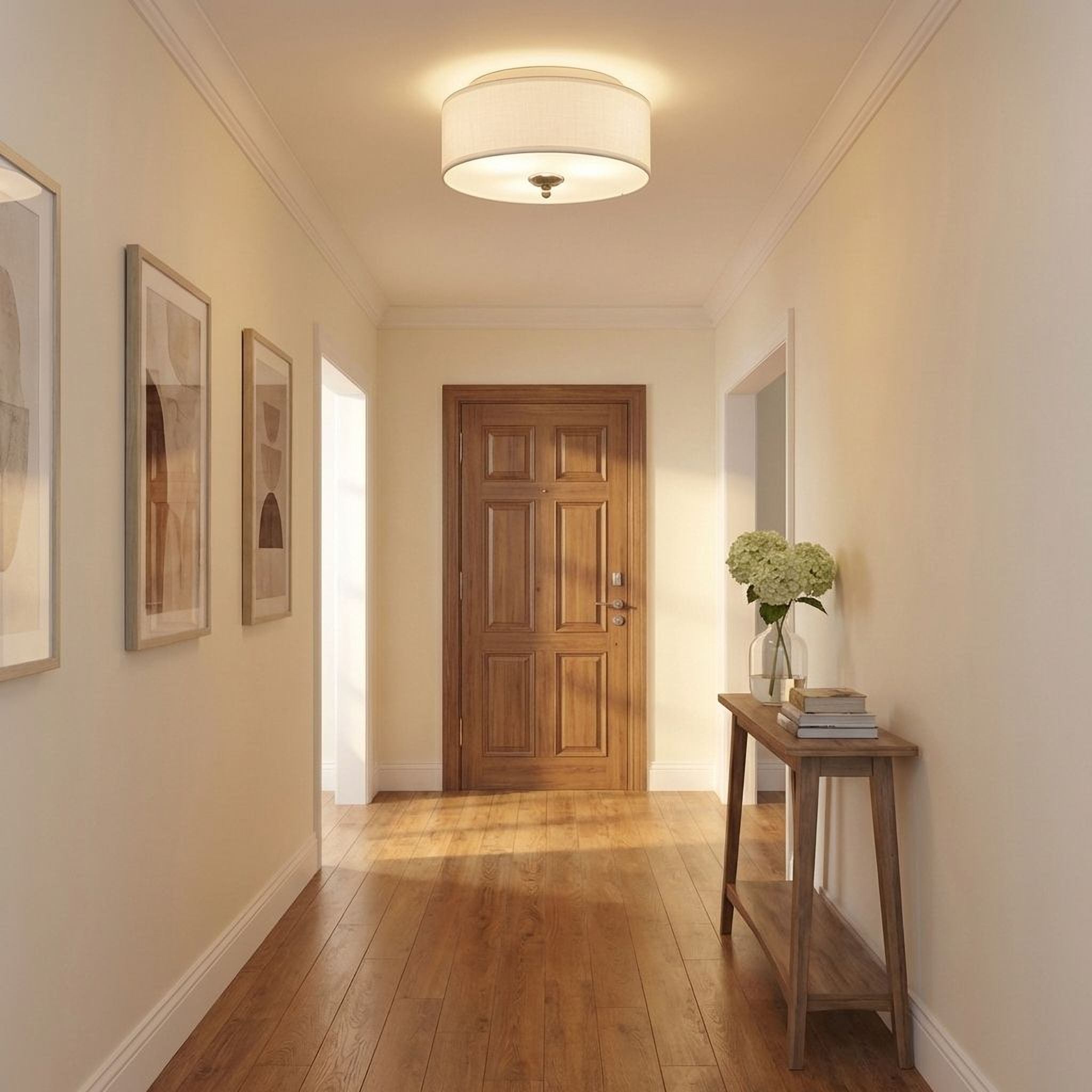 Quoizel Blanche Flush Mount stropní svítídlo Brushed Nickel s látkou