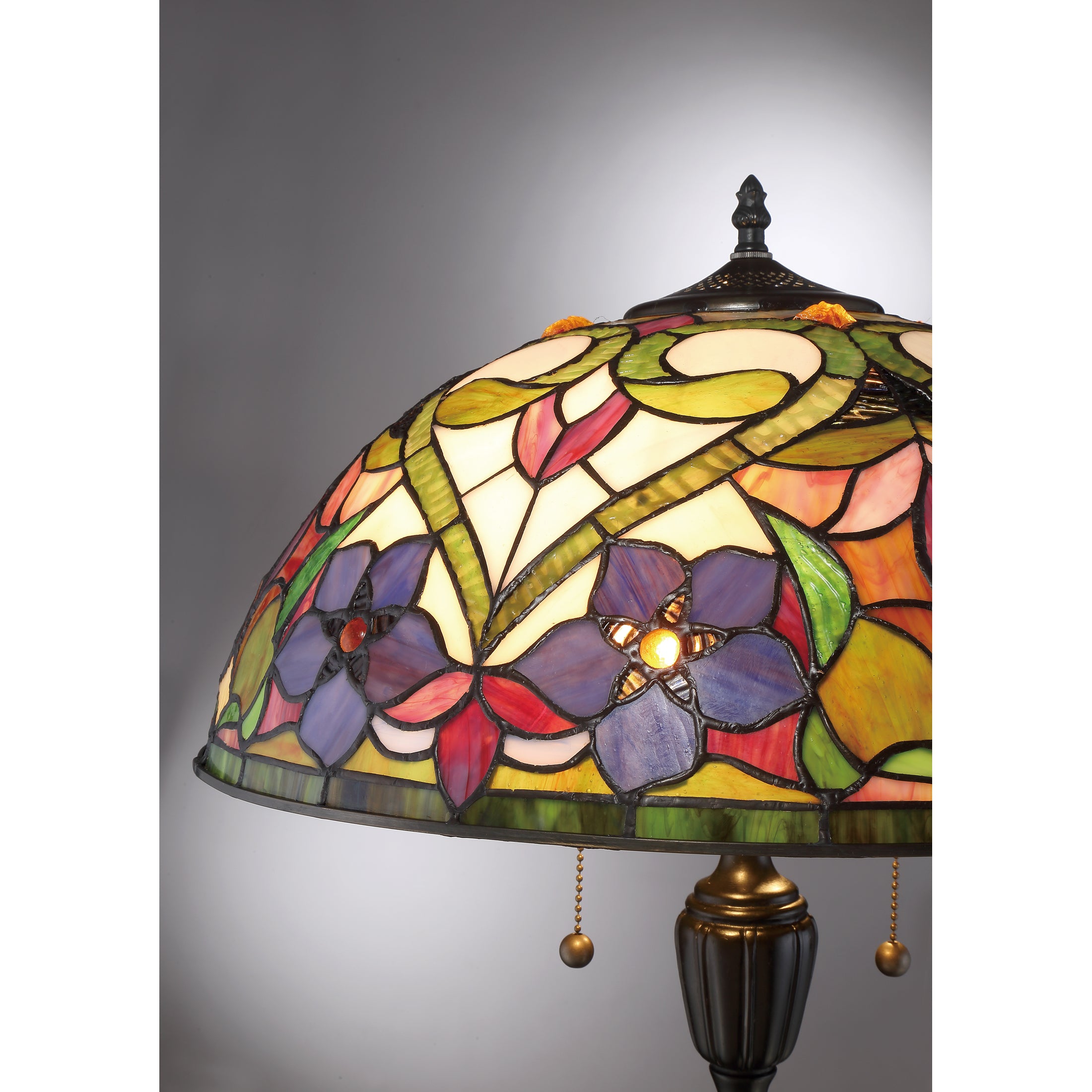 Quoizel Violets stojací lampa vintage bronze květinová