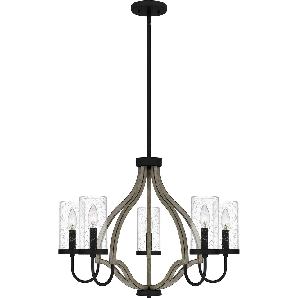 Quoizel Cornelia Chandelier lustr černý se dřevem