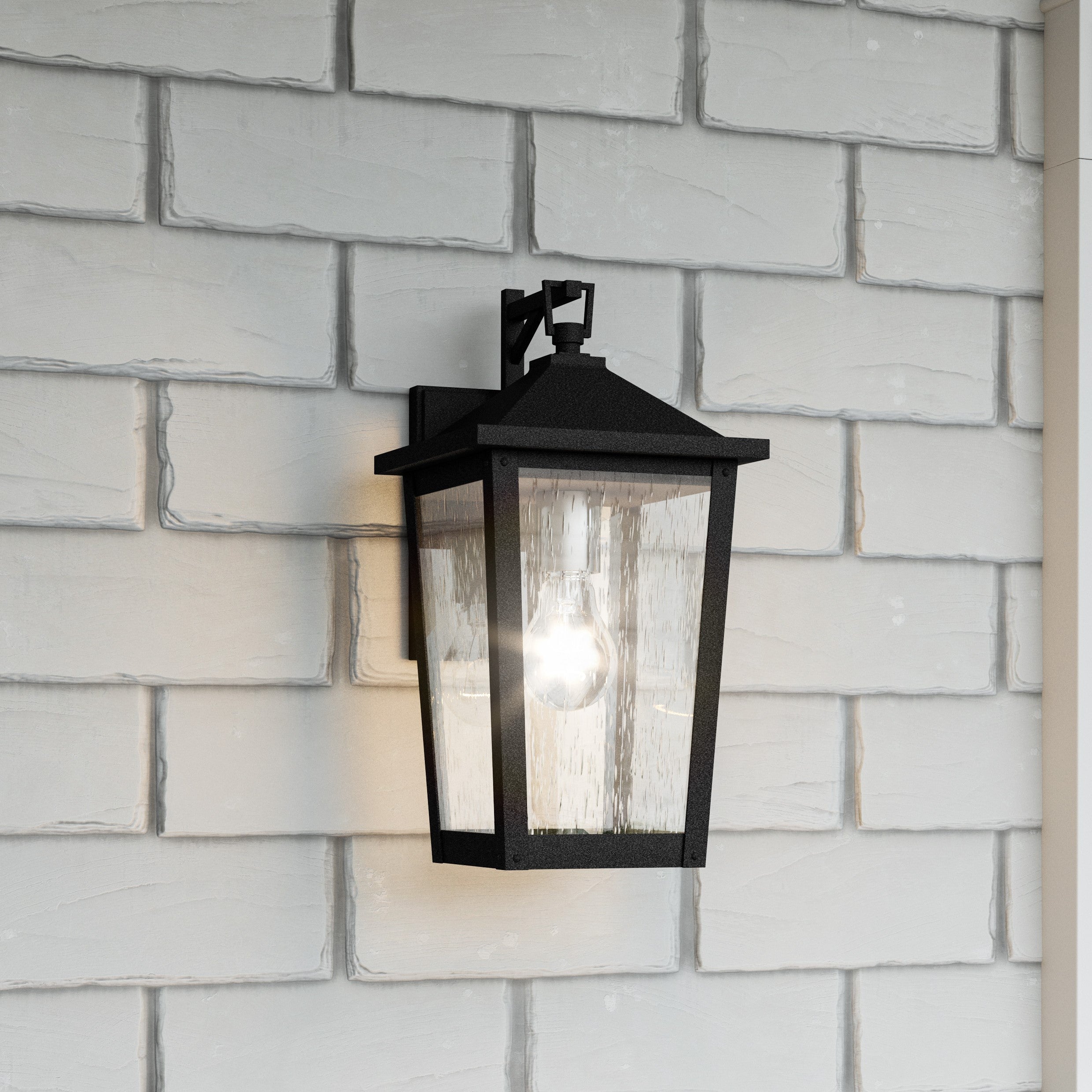 Quoizel Stoneleigh venkovní lucerna 16,5" černá se sklem