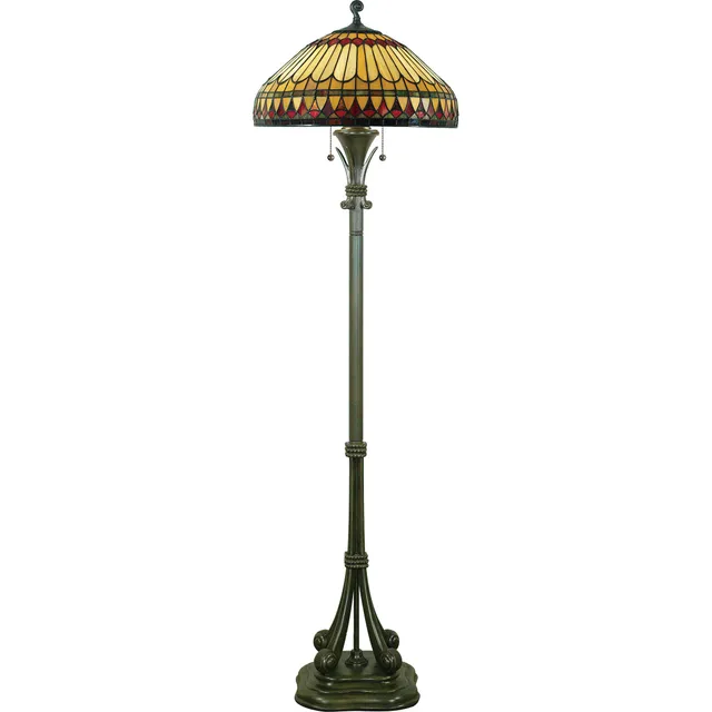 Quoizel West End stojací lampa vitráž mosaz
