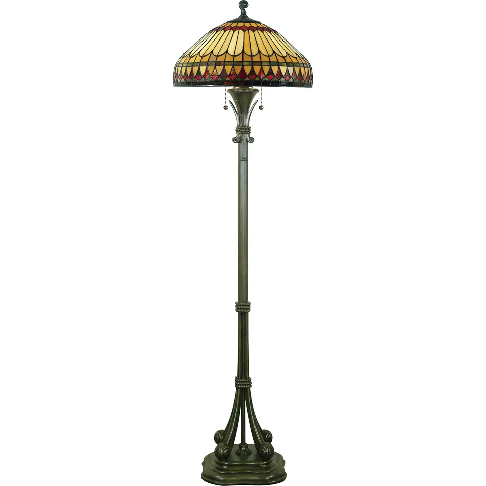 Quoizel West End stojací lampa vitráž mosaz