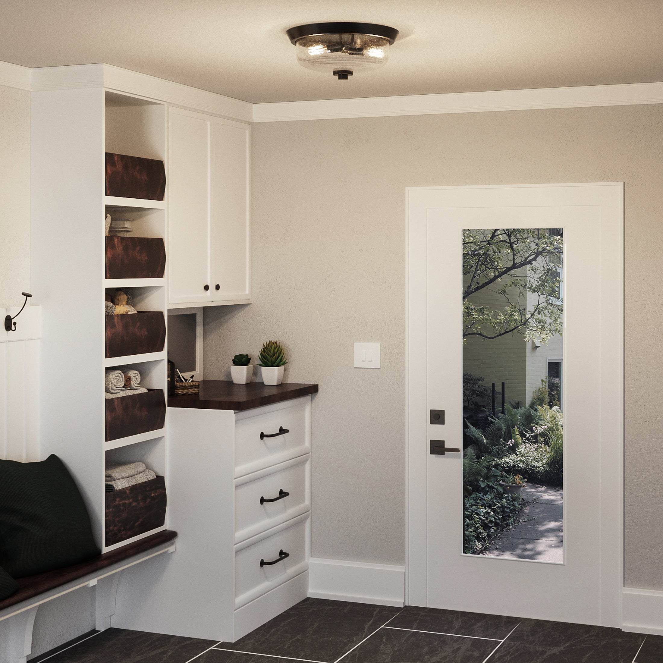 Quoizel Radius Flush Mount stropní svítídlo černé sklo