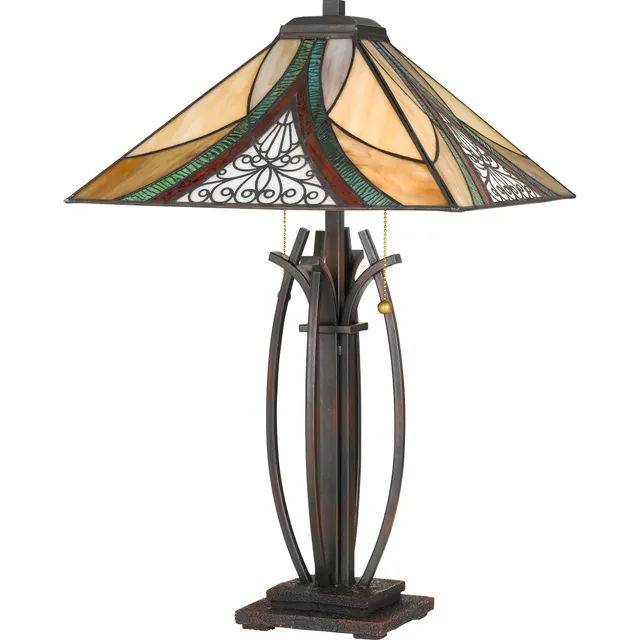 Quoizel Orleans stolní lampa Valiant Bronze vitráž