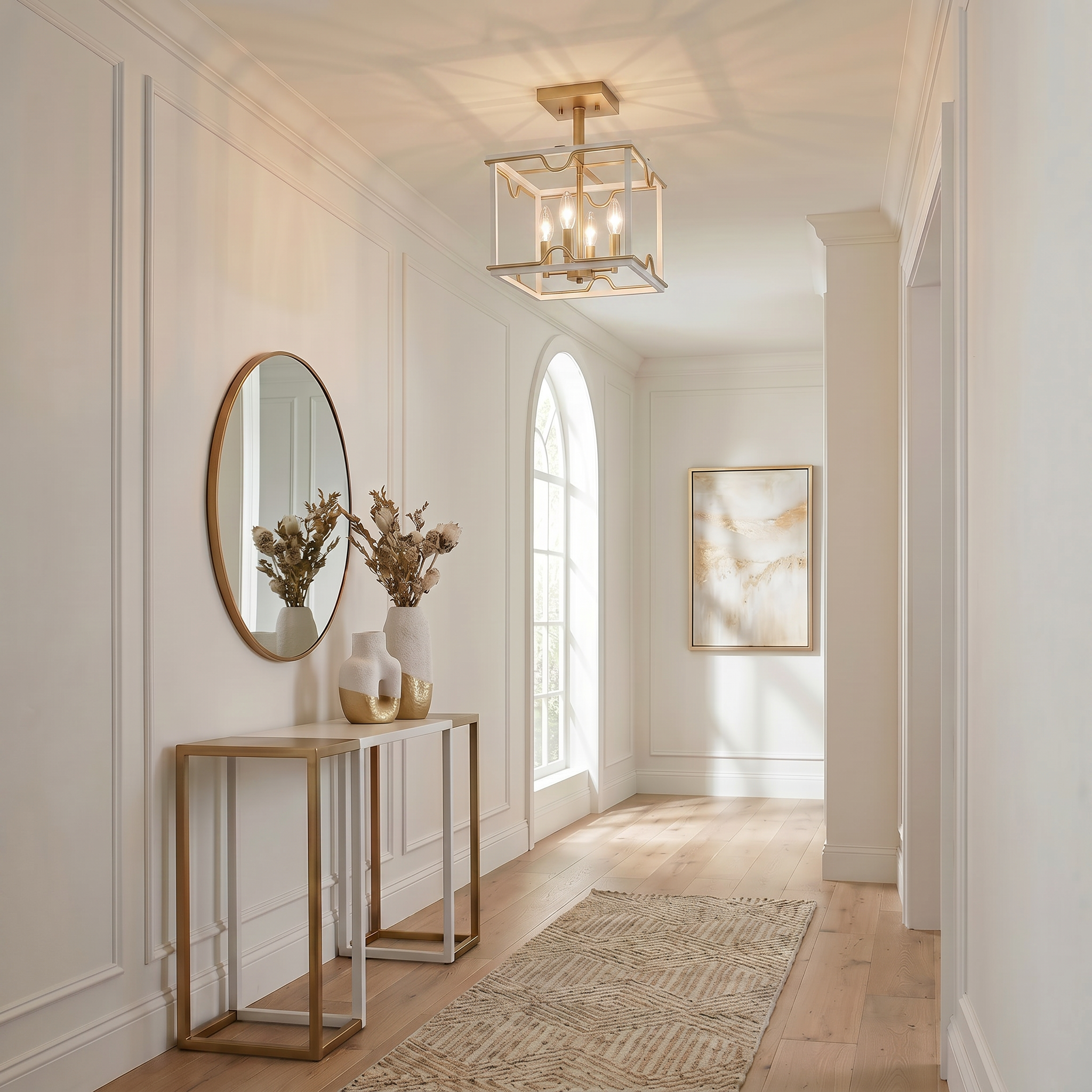 Quoizel Brinkman stropní svítídlo matte white mosaz