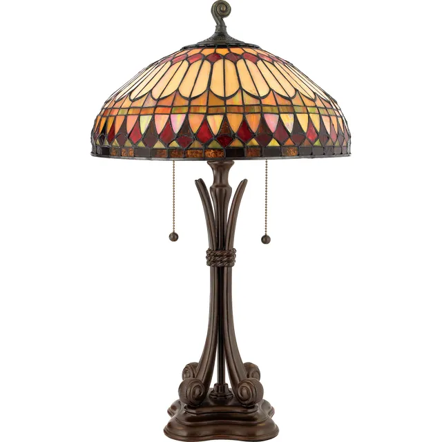 Quoizel West End Table Lamp stolní lampa brushed bullion vitráž