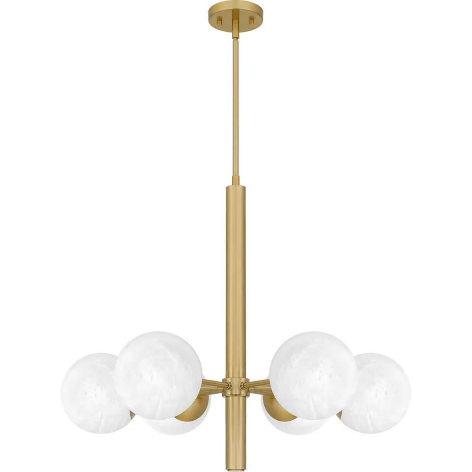 Quoizel Solei lustr Aged Brass skleněné koule
